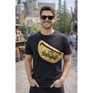Harry Potter Hufflepuff Fanny Pack Mens Waist Bag Yellow Checkered Logo Belt Bag